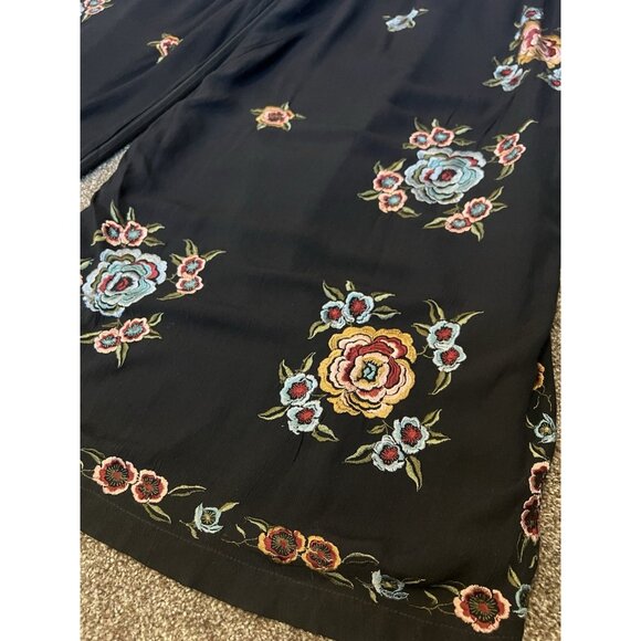 Free People Pants Wide leg Florence Embroidered Striped Boho Floral Size 8 - Picture 15 of 16